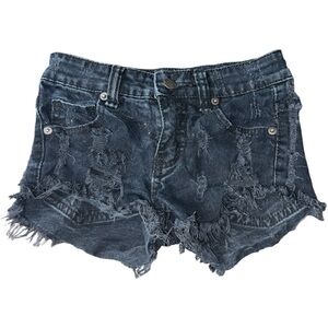 Black denim shorts